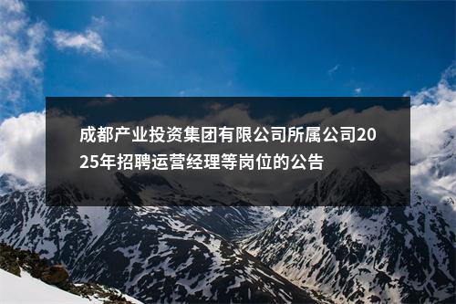成都产业投资集团有限公司所属公司2025年招聘运营经理等岗位的公告 图片