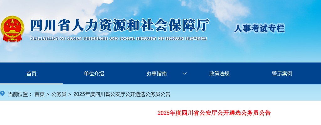 2025年度四川省公安厅公开遴选公务员公告（164人） 图片