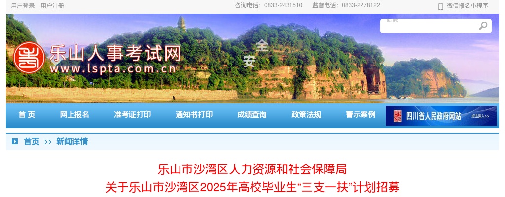 乐山市沙湾区2025年高校毕业生“三支一扶”计划招募  面试成绩、总成绩、排名及体检相关事项的公告 图片